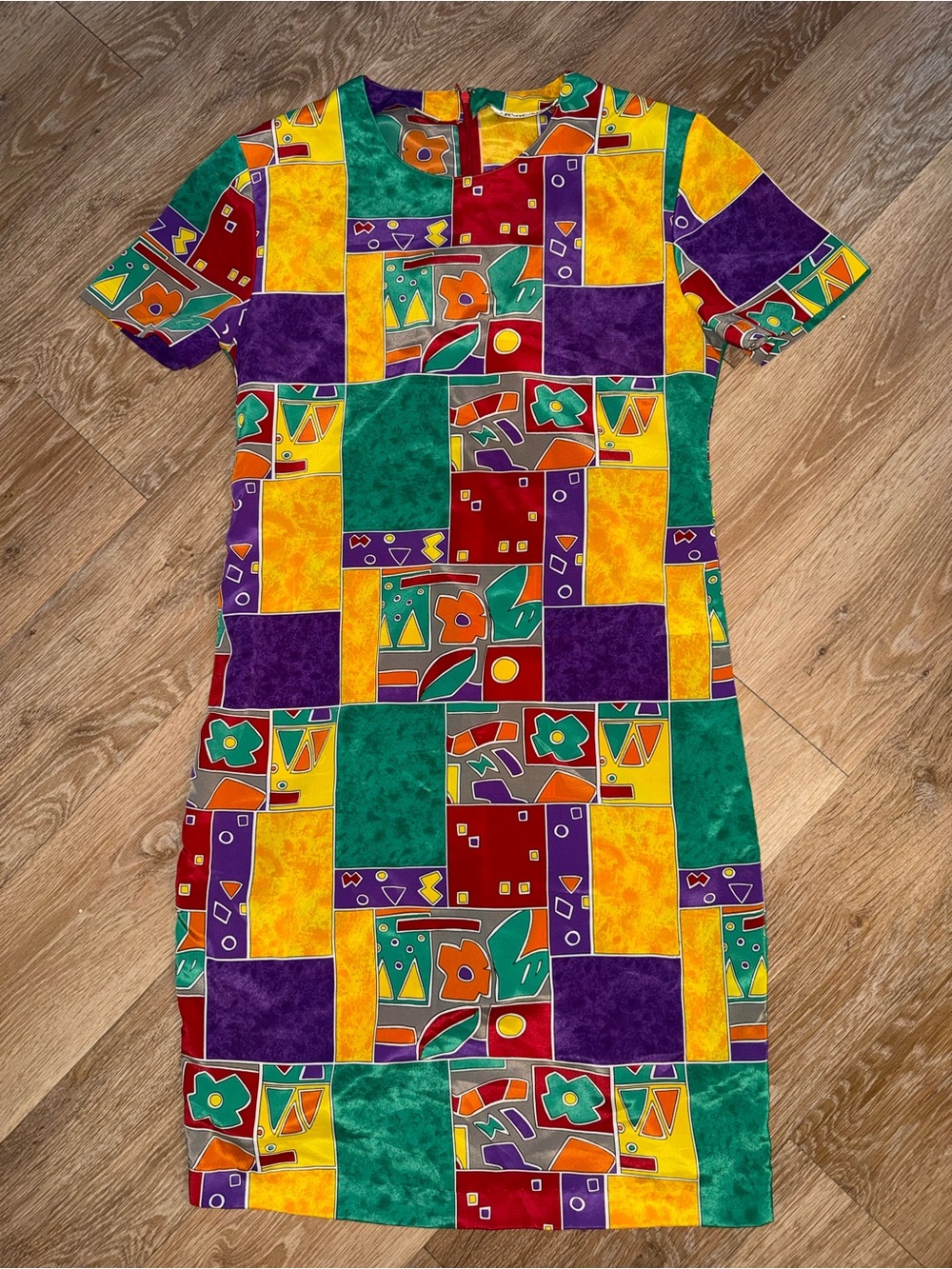Steven Barry vintage Colorblock Abstract Short Sleeve Dress - Multicolor